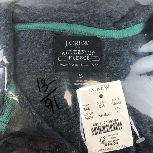 New J Crew Quilted Half Zip Mens S Blue Fleece Long Sleeve Layering - Picture 10 of 10